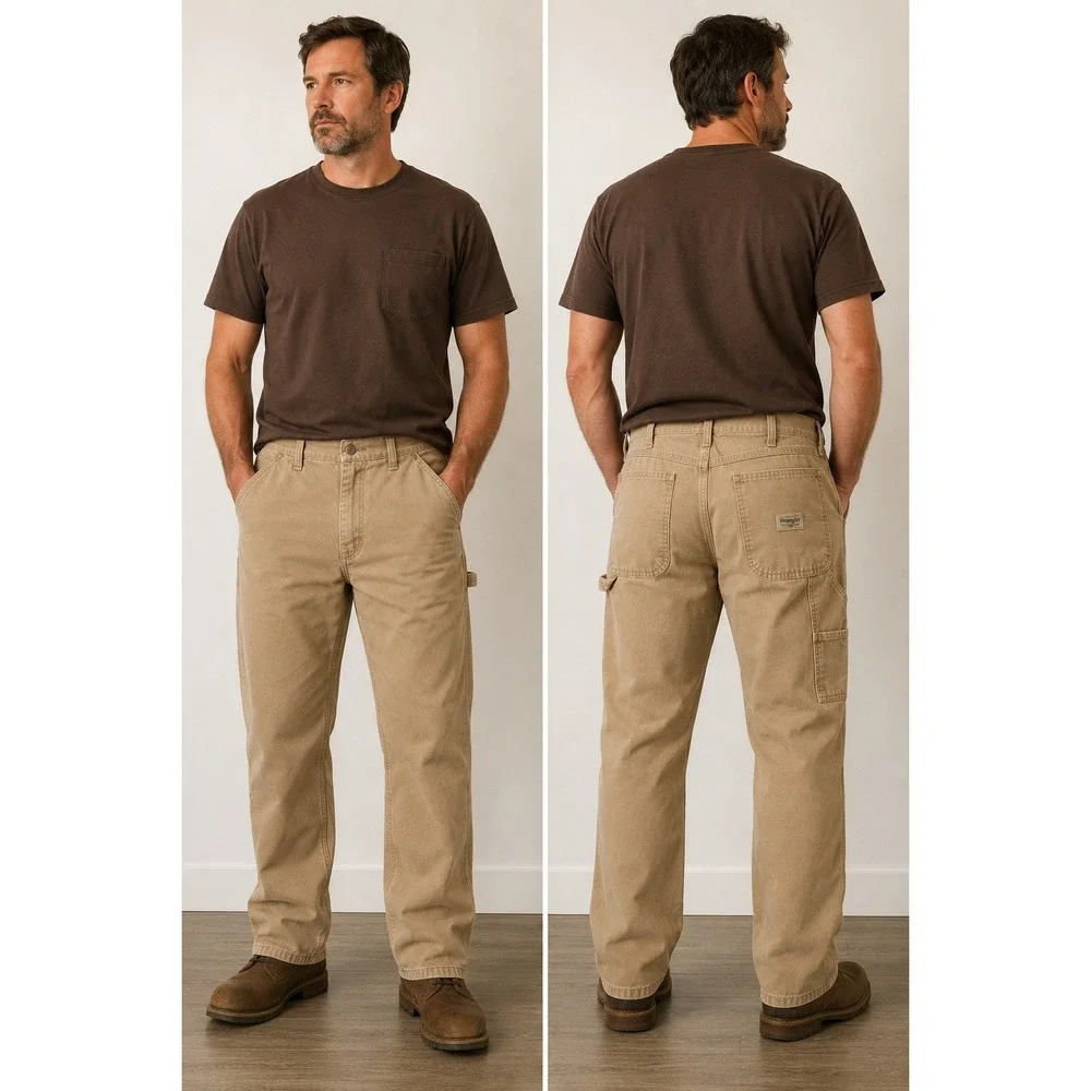 Wrangler Authentic Issue Mens 34x30 Carpenter Brown Jeans Pants 94LSWAO Canvas